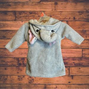 5 for $25🔥0-9 Months HB Baby Girls Grey Fleece Elephant Robe